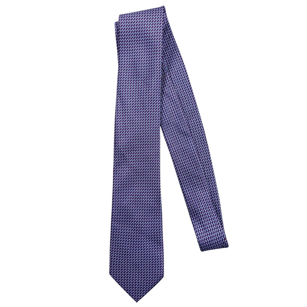 NEW Pronto Uomo Mens Silk Necktie Blue Red White Geometric Textured Dress Tie